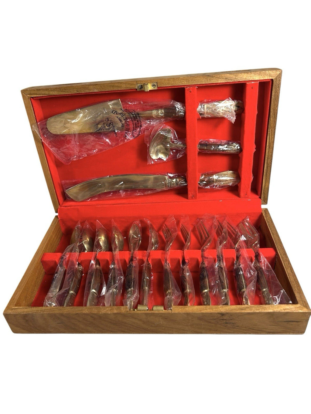 Vintage Thai Buddha Nickel Bronze Dessert Set - New in Box