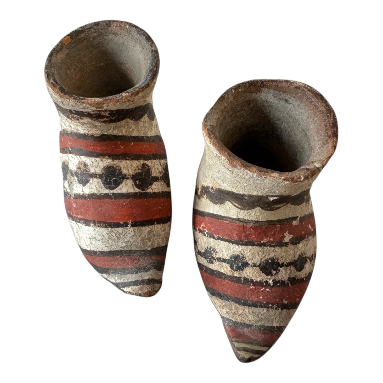 Antique Native American Zuni Tourist Pottery Moccasins or Shoes