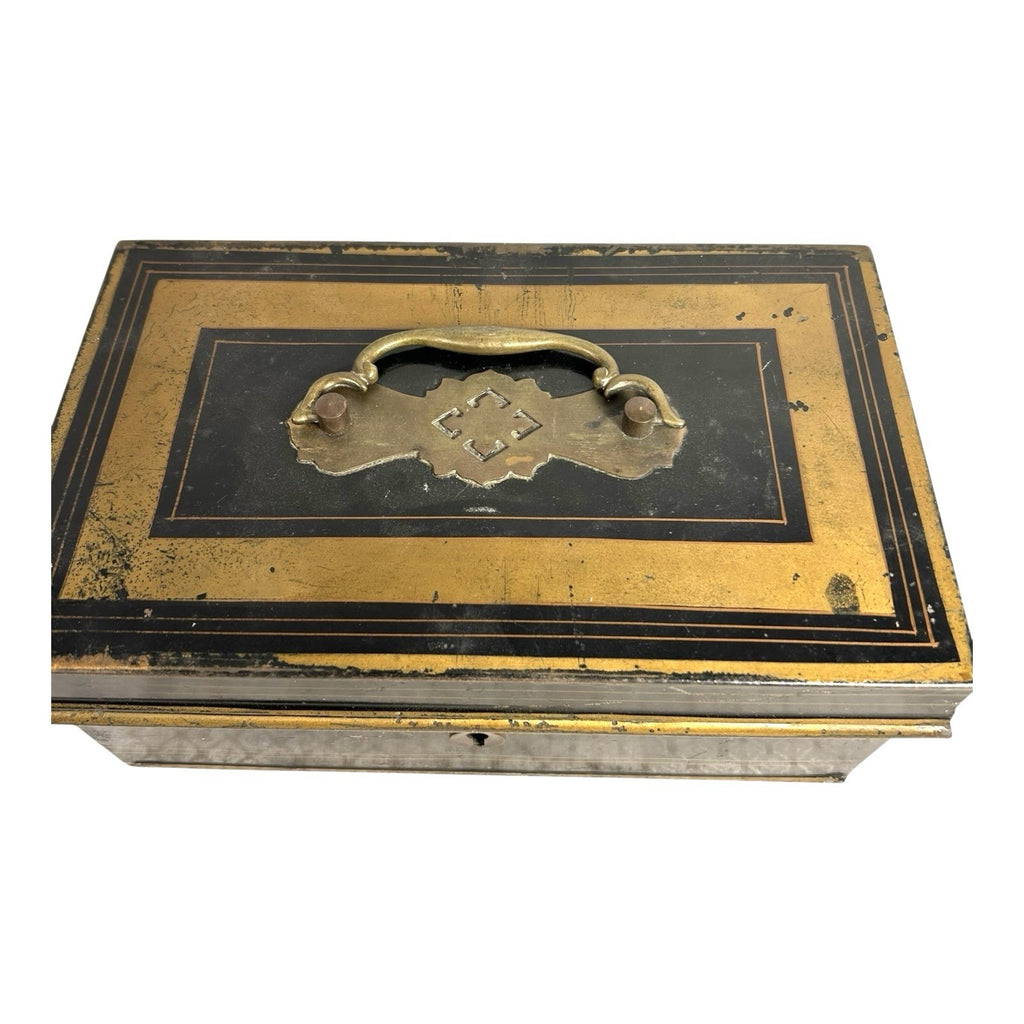 Antique Newton Shakespeare & Co Tole Metal Cash Box or Document Box