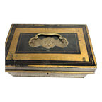 Antique Newton Shakespeare & Co Tole Metal Cash Box or Document Box