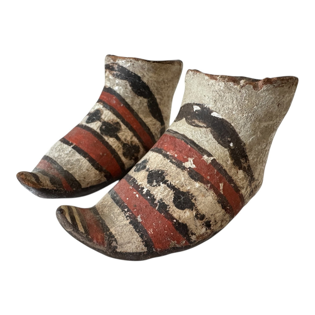 Antique Native American Zuni Tourist Pottery Moccasins or Shoes