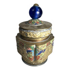 Antique Chinese Champleve Enameled Brass Lidded Tea Caddy