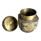 Antique Chinese Champleve Enameled Brass Lidded Tea Caddy