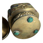Antique Chinese Champleve Enameled Brass Lidded Tea Caddy