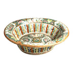 Antique Rose Medallion Chinese Reticulated Chestnut Bowl