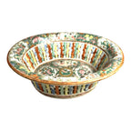 Antique Rose Medallion Chinese Reticulated Chestnut Bowl