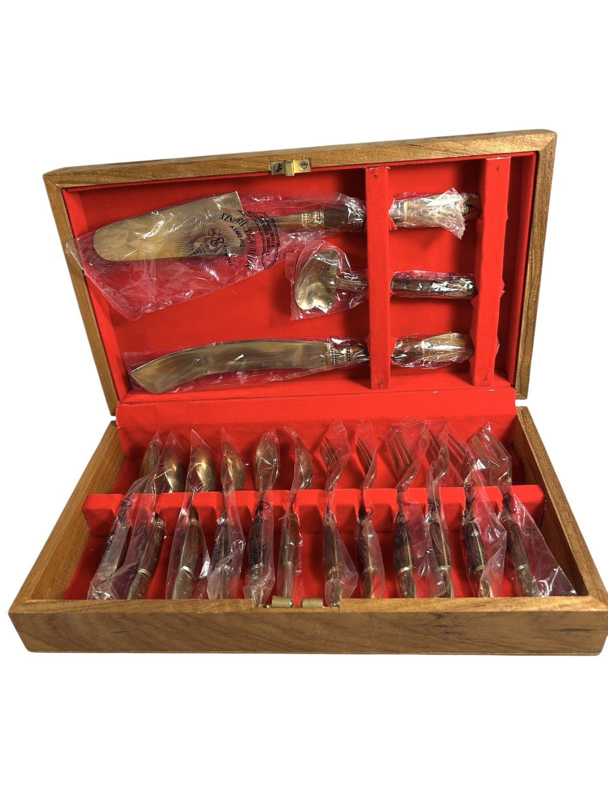 Vintage Thai Buddha Nickel Bronze Dessert Set - New in Box