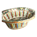 Antique Rose Medallion Chinese Reticulated Chestnut Bowl