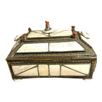 Vintage Moroccan Camel Bone Sandok Jewelry Trinket Box - Inlaid Metal Accents