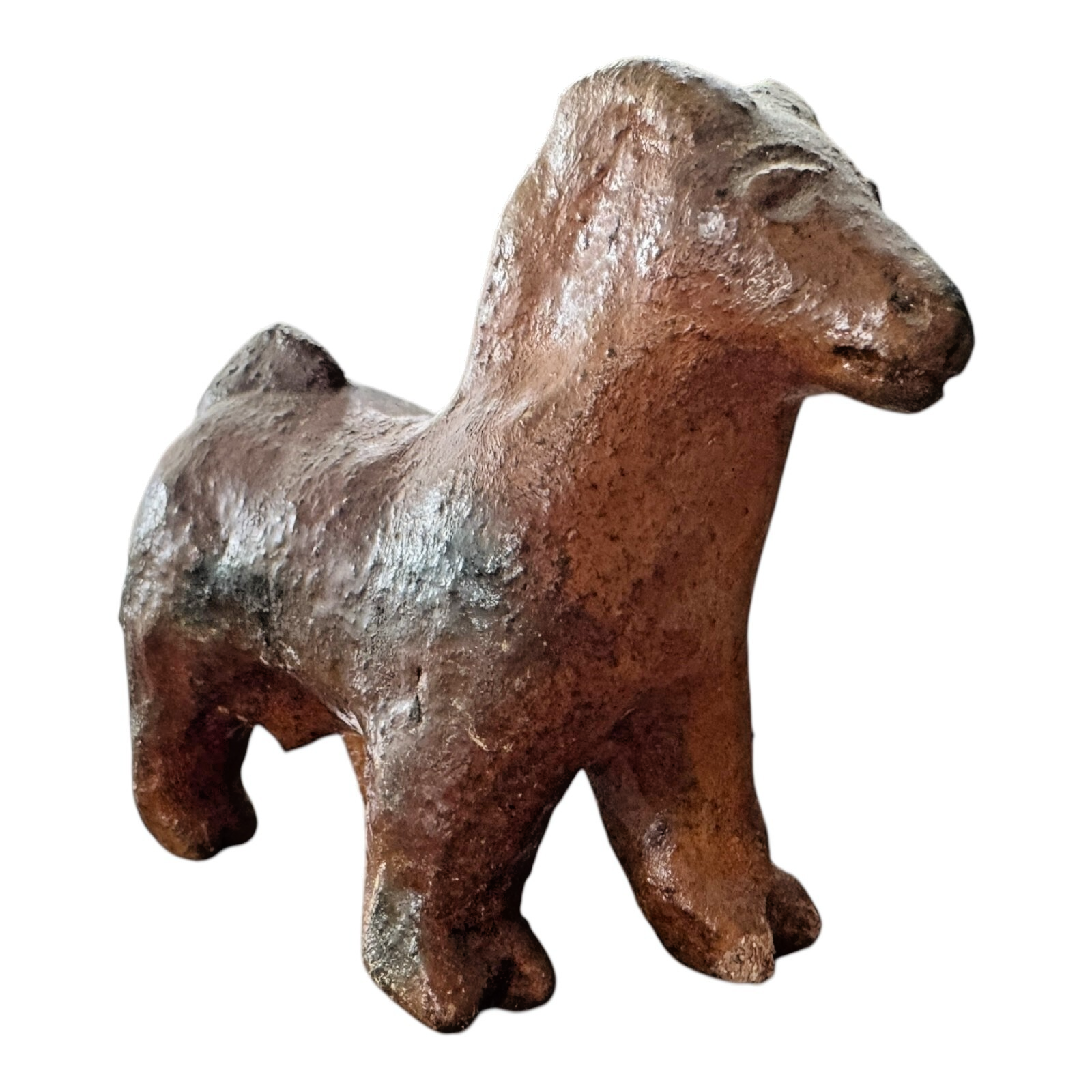 Antique Native American Redware Pottery Ram Figurine
