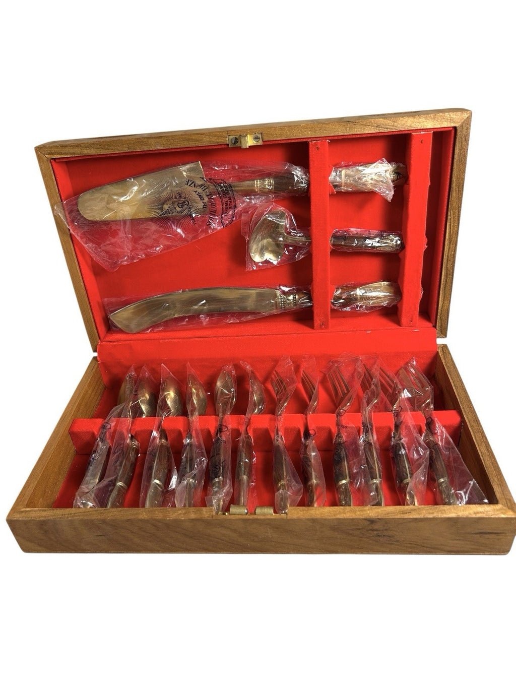 Vintage Thai Buddha Nickel Bronze Dessert Set - New in Box