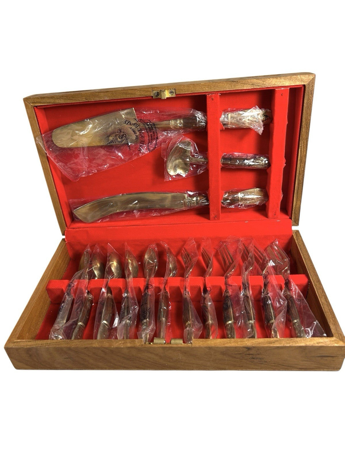 Vintage Thai Buddha Nickel Bronze Dessert Set - New in Box