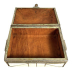 Vintage Moroccan Camel Bone Sandok Jewelry Trinket Box - Inlaid Metal Accents