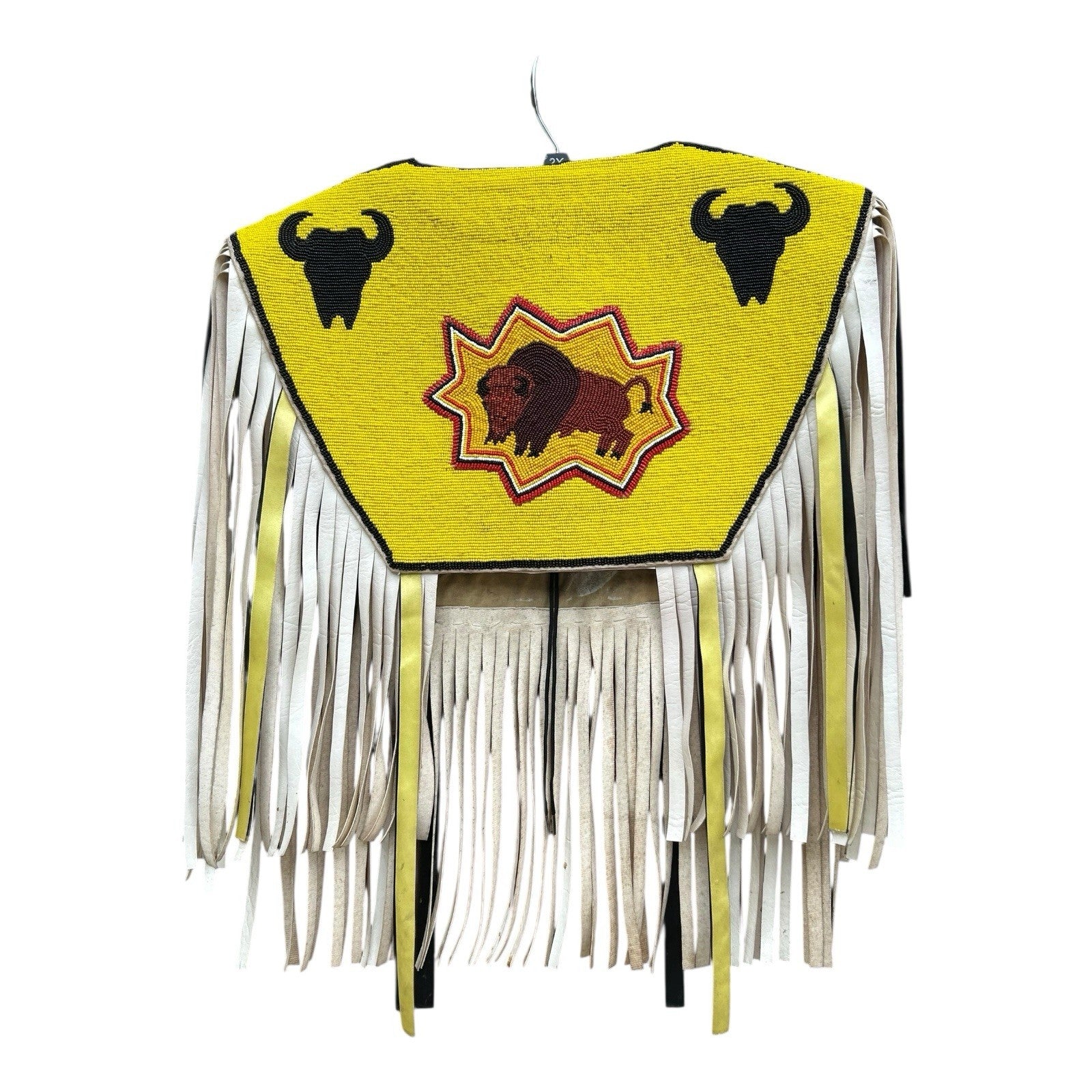 Vintage Native American Beaded Powwow Vest Regalia Buffalo Fringe, US / Canada