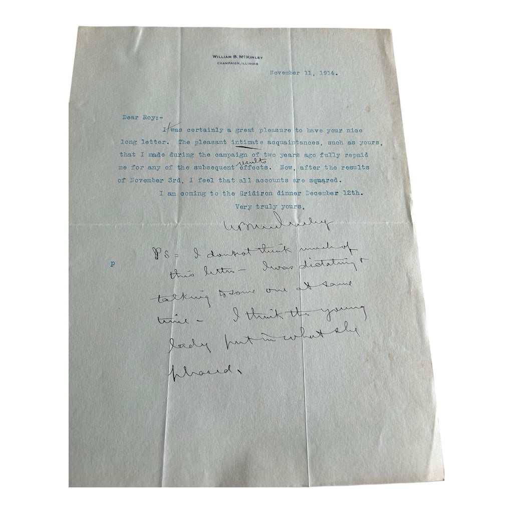 Antique Political Signatures Letters Documents William Brown McKinley US Senator