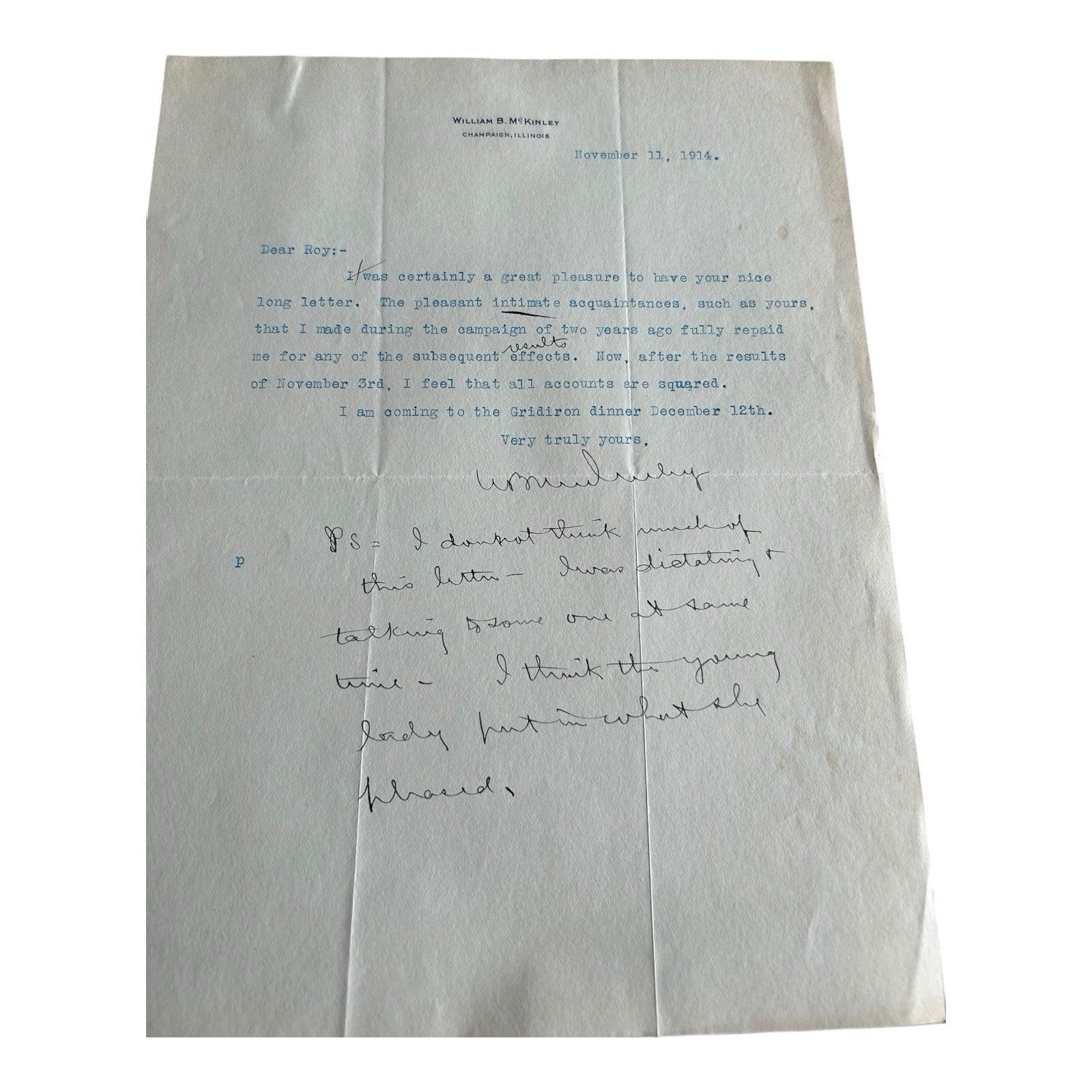 Antique Political Signatures Letters Documents William Brown McKinley US Senator