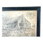 Vintage Great Smoky Mountains Cabin Etching Framed - Lenore Wray