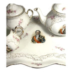 Antique PM Bavaria Napoleon & Marshal Francois Lefebure Complete Tea Set w/ Tray