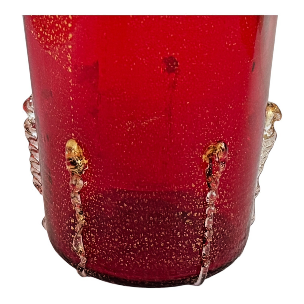 Vintage Murano Red Aventurine Art Glass Vase, Gold Fleck - Martha Stewart Prop