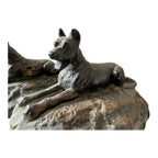 Antique Art Deco Bronze Clad Dog Bookends - German Shepherd Style Figural Pair
