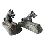 Antique Art Deco Bronze Clad Dog Bookends - German Shepherd Style Figural Pair