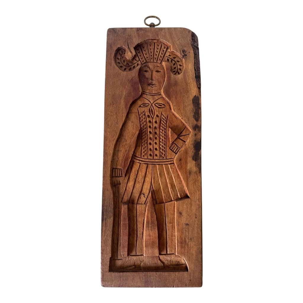 Antique Springerle Folk Art Figural Hand-Carved Wooden Cookie Mold