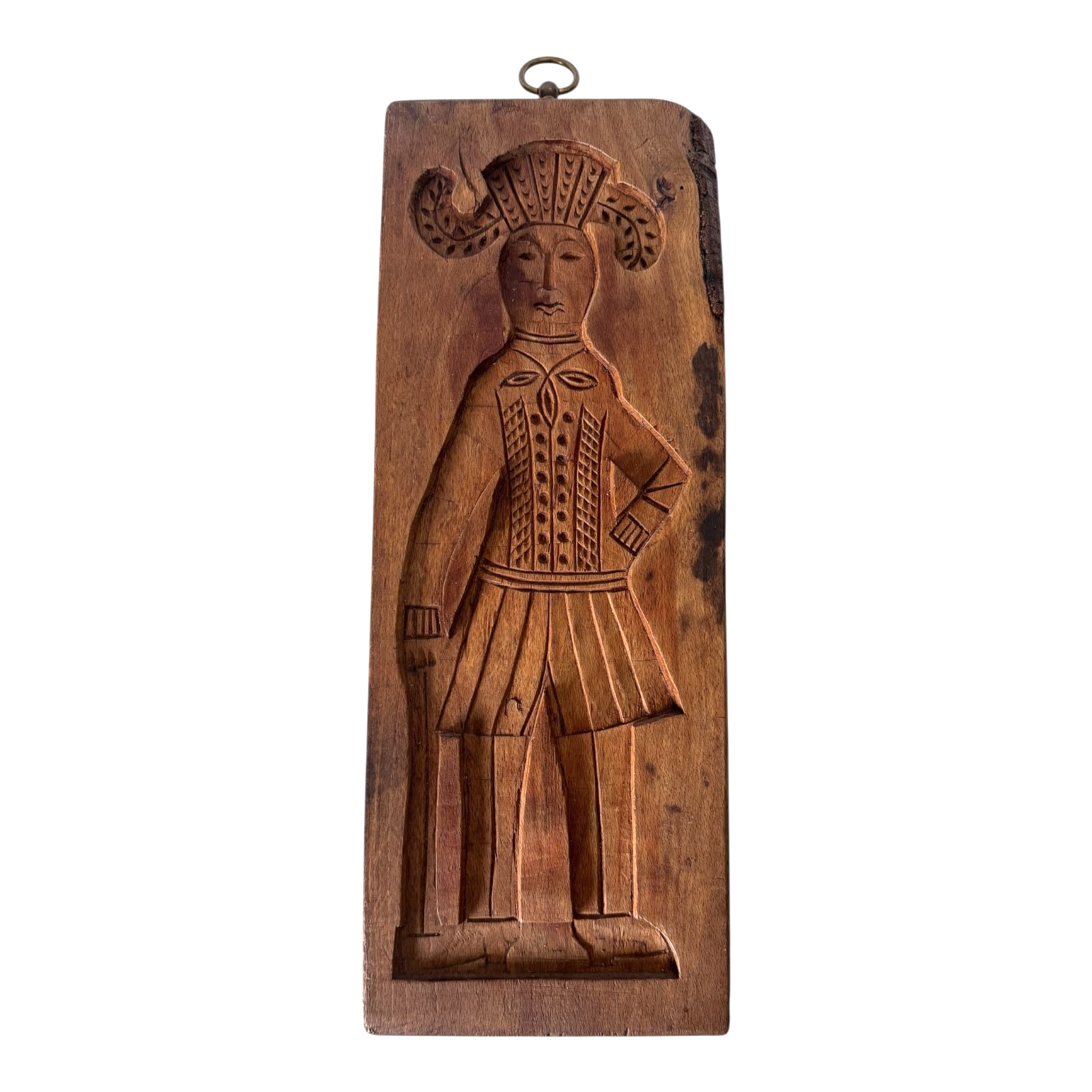 Antique Springerle Folk Art Figural Hand-Carved Wooden Cookie Mold