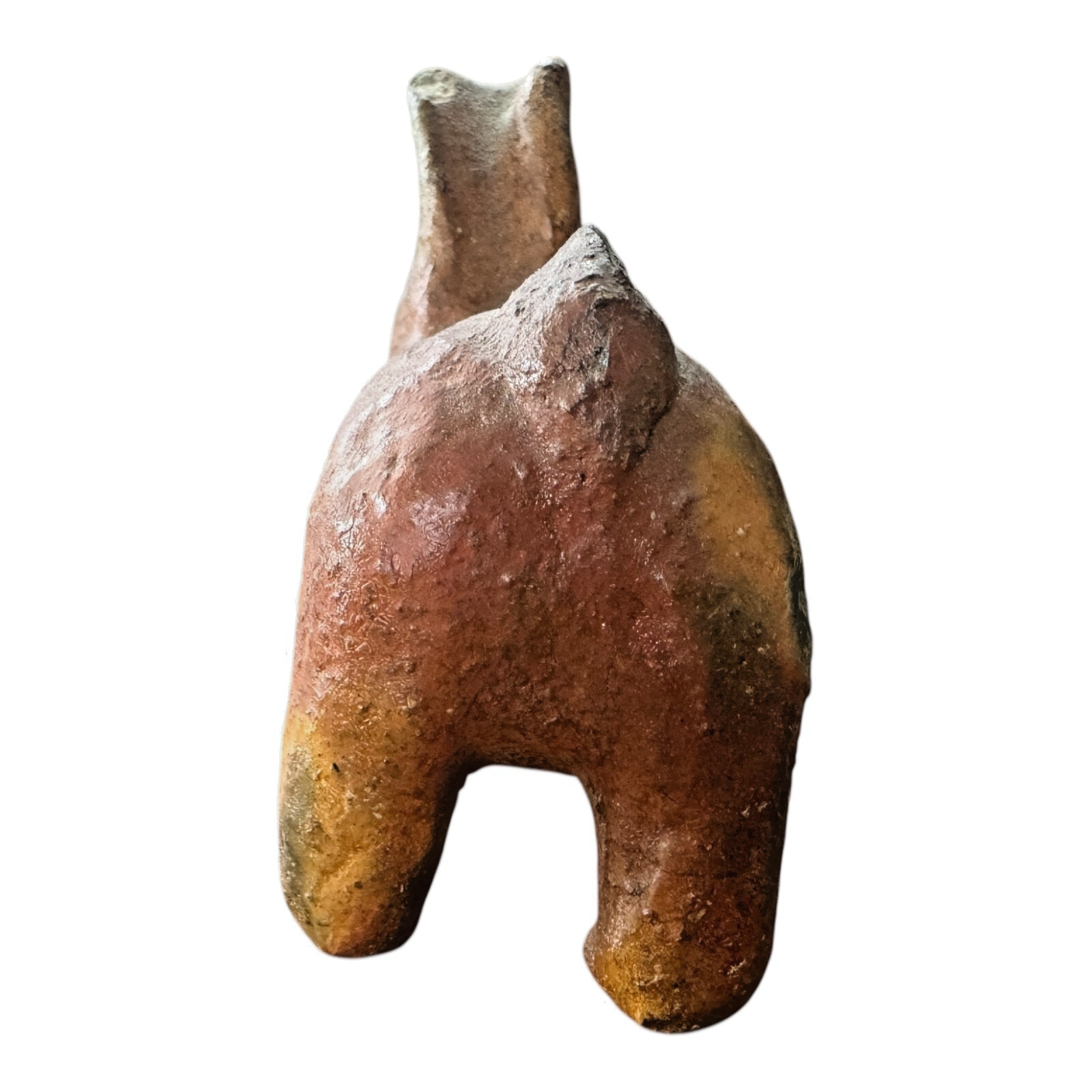 Antique Native American Redware Pottery Ram Figurine