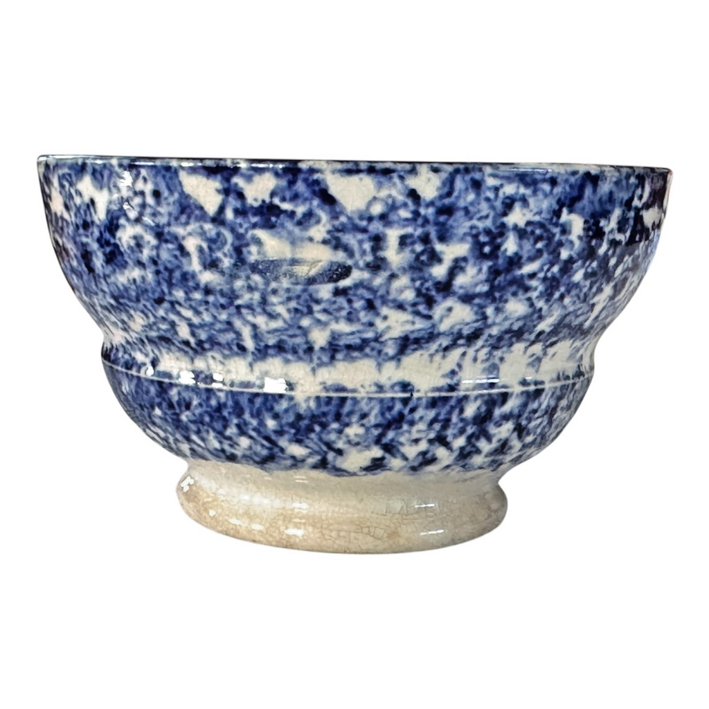 Antique Staffordshire Blue Spatterware Spongeware Teacup & Saucer