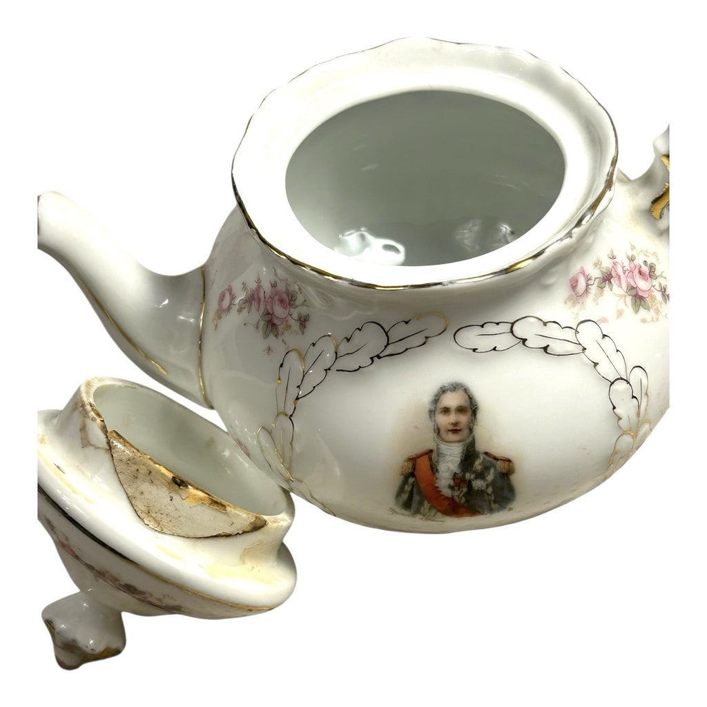 Antique PM Bavaria Napoleon & Marshal Francois Lefebure Complete Tea Set w/ Tray