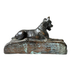 Antique Art Deco Bronze Clad Dog Bookends - German Shepherd Style Figural Pair
