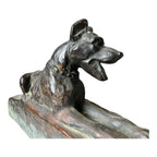 Antique Art Deco Bronze Clad Dog Bookends - German Shepherd Style Figural Pair