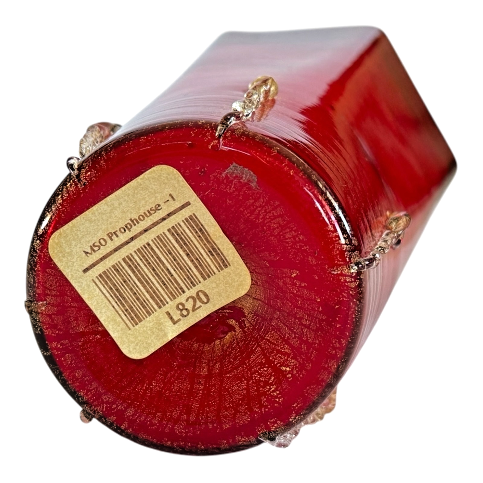 Vintage Murano Red Aventurine Art Glass Vase, Gold Fleck - Martha Stewart Prop