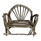 Antique Folk Art Miniature Twig Bentwood Loveseat Chair, Old Hickory Style