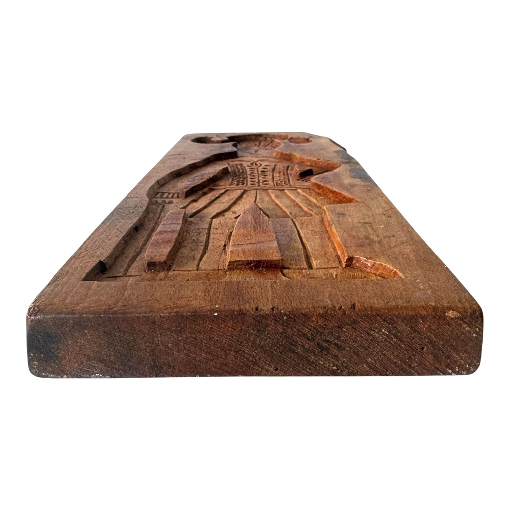 Antique Springerle Folk Art Figural Hand-Carved Wooden Cookie Mold