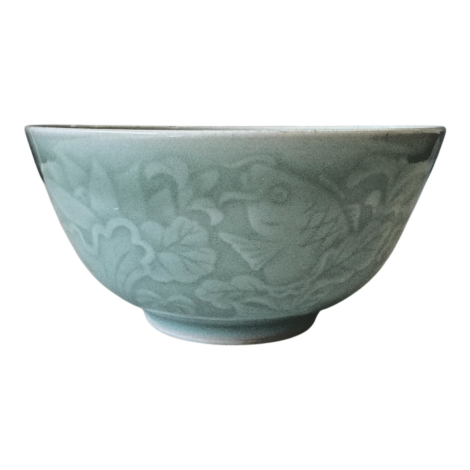 Vintage Celadon Porcelain Bowl, Koi Fish & Lotus Design - Martha Stewart Owned