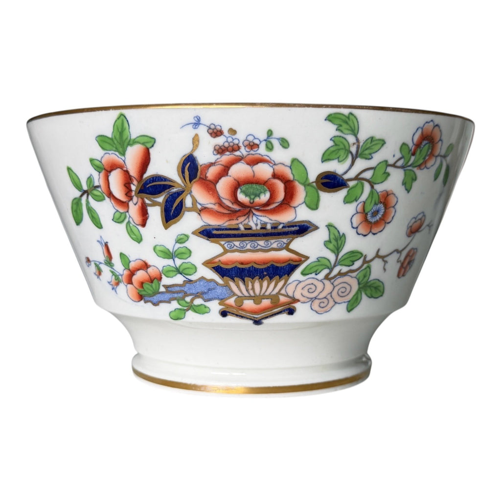 Antique 1800s English Ironstone Bowl - Imari Jardiniere Pattern & Cobalt Blue