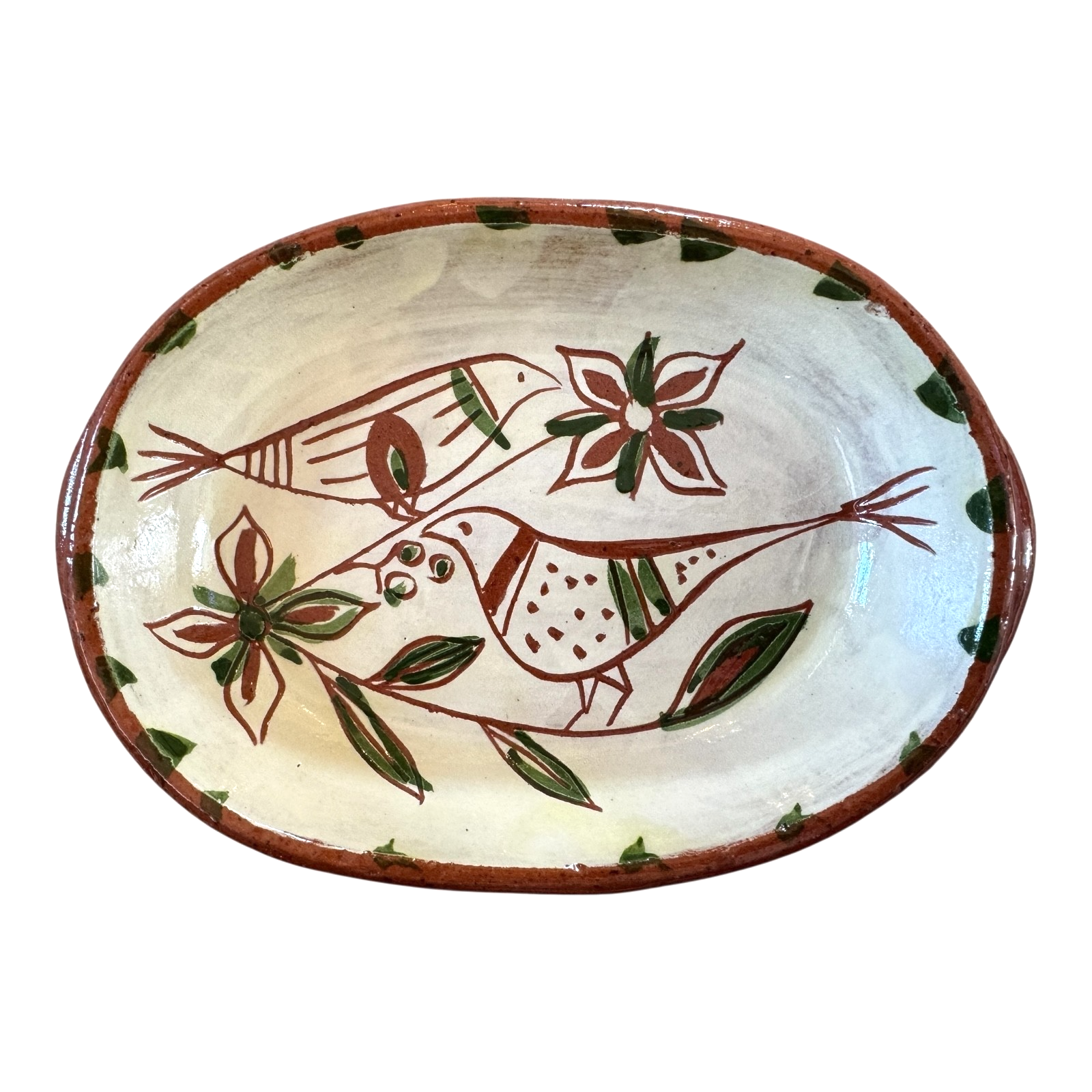 Vintage Keyser Pennsylvania German Sgraffito Redware Dish - Bird Design