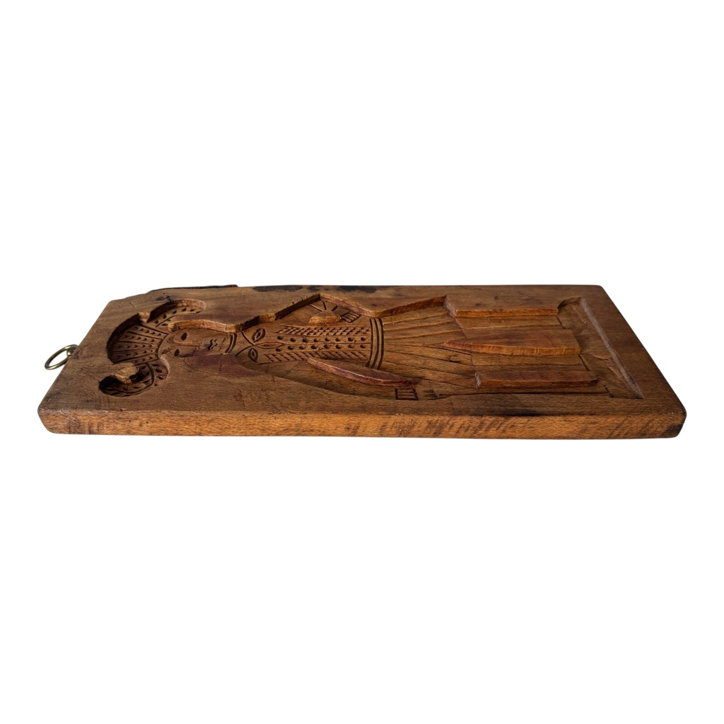 Antique Springerle Folk Art Figural Hand-Carved Wooden Cookie Mold