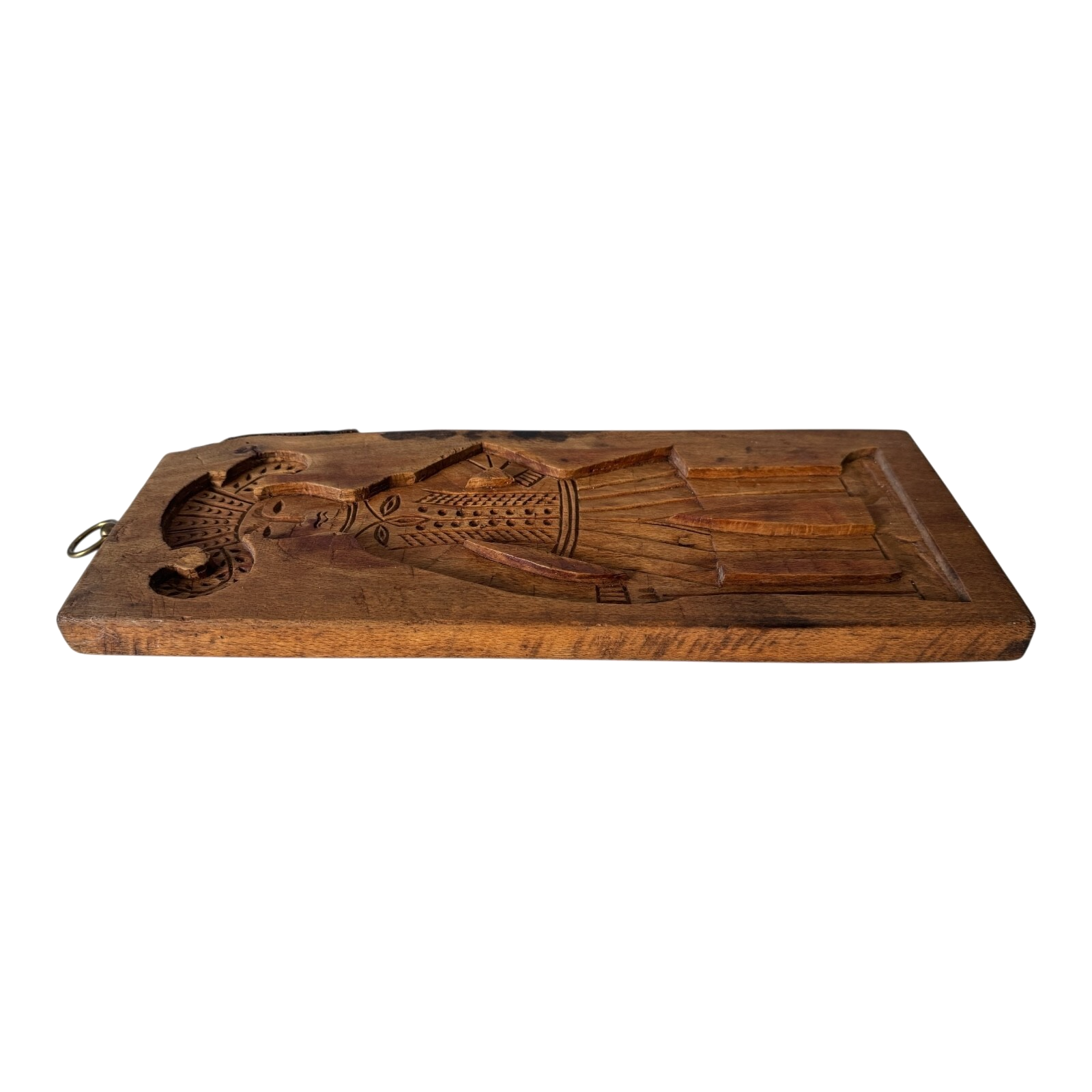 Antique Springerle Folk Art Figural Hand-Carved Wooden Cookie Mold