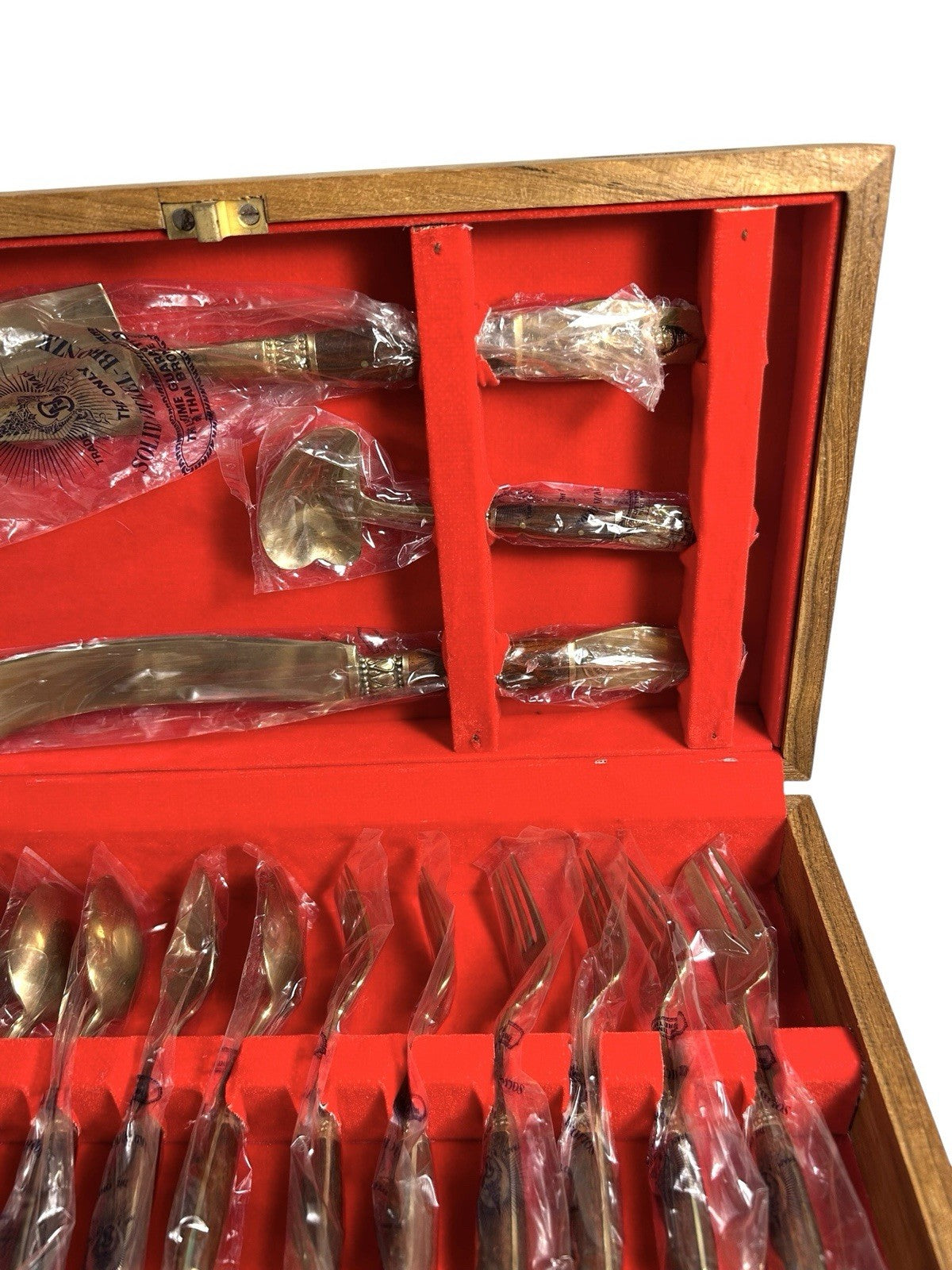 Vintage Thai Buddha Nickel Bronze Dessert Set - New in Box