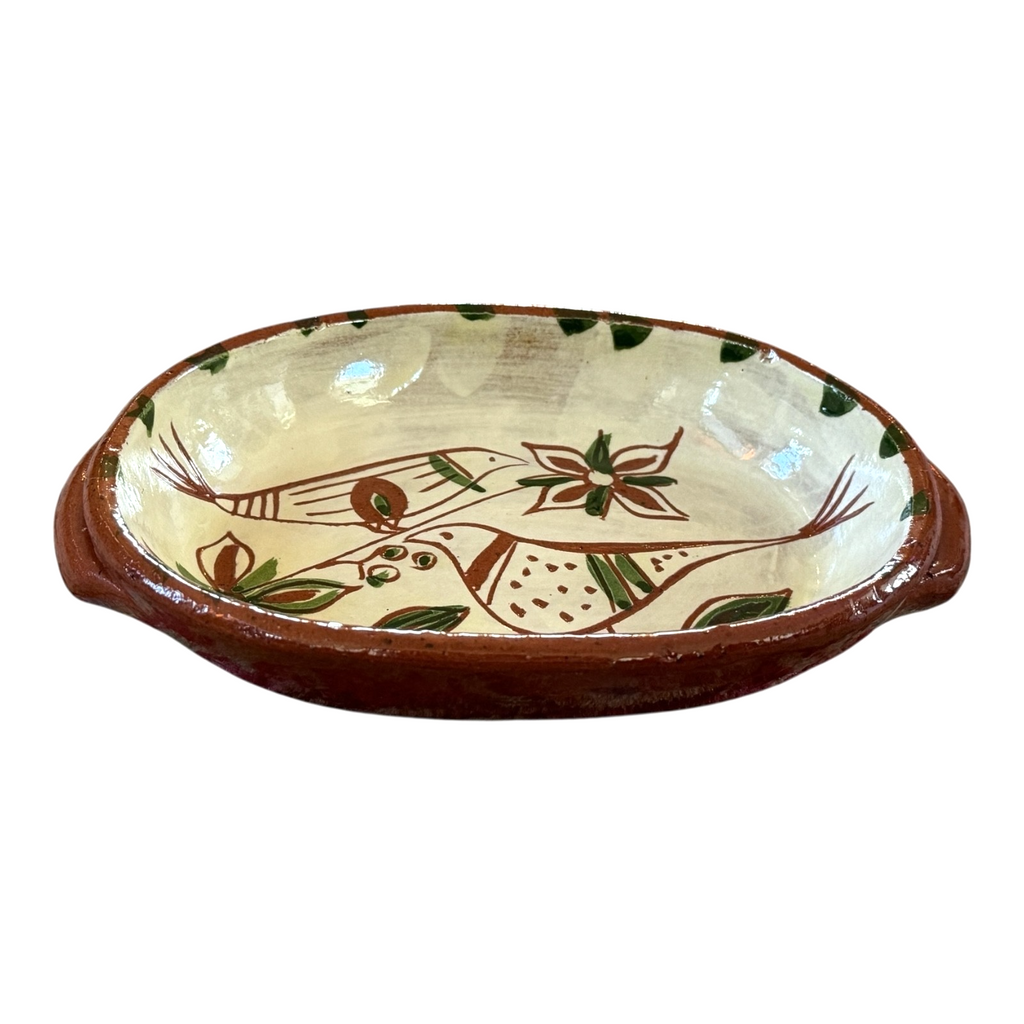 Vintage Keyser Pennsylvania German Sgraffito Redware Dish - Bird Design