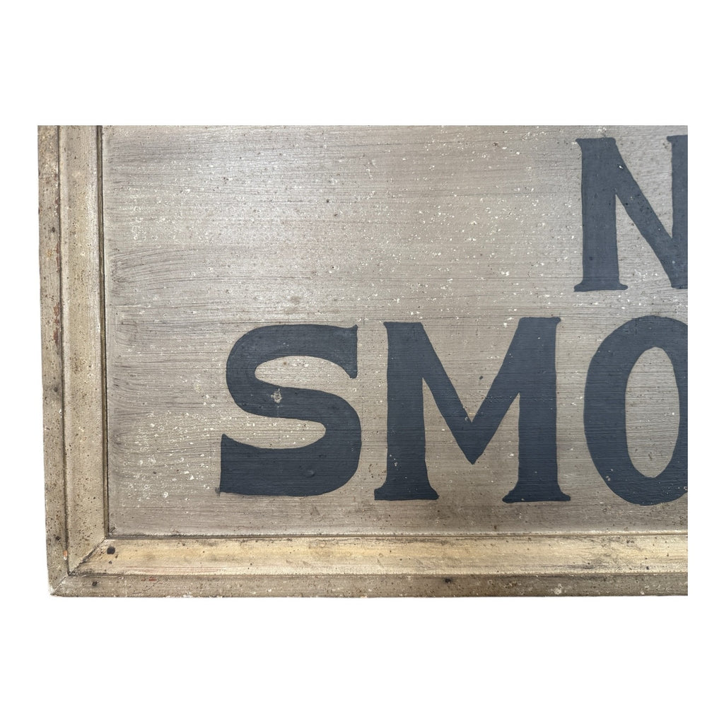 Antique Early 1900s Large Original Painted Wood "No Smoking" Advertising Sign