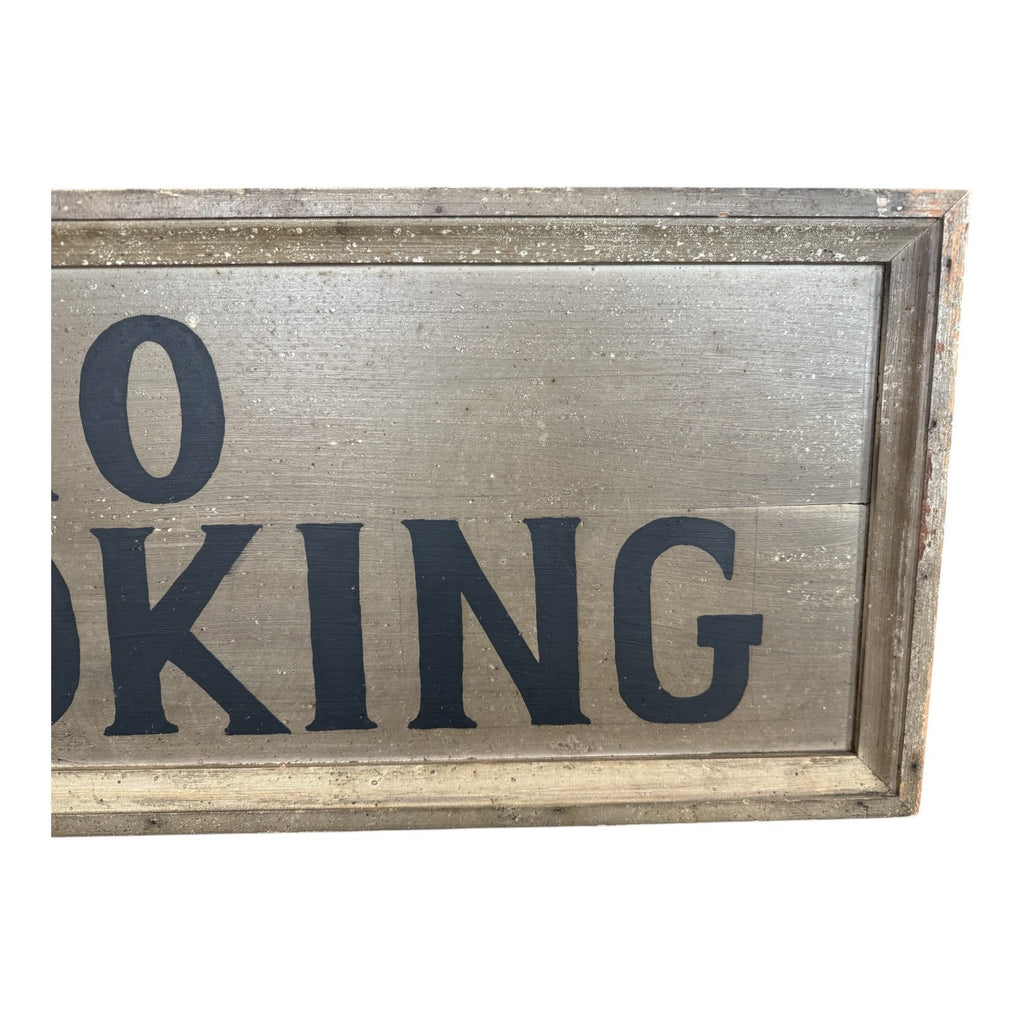 Antique Early 1900s Large Original Painted Wood "No Smoking" Advertising Sign
