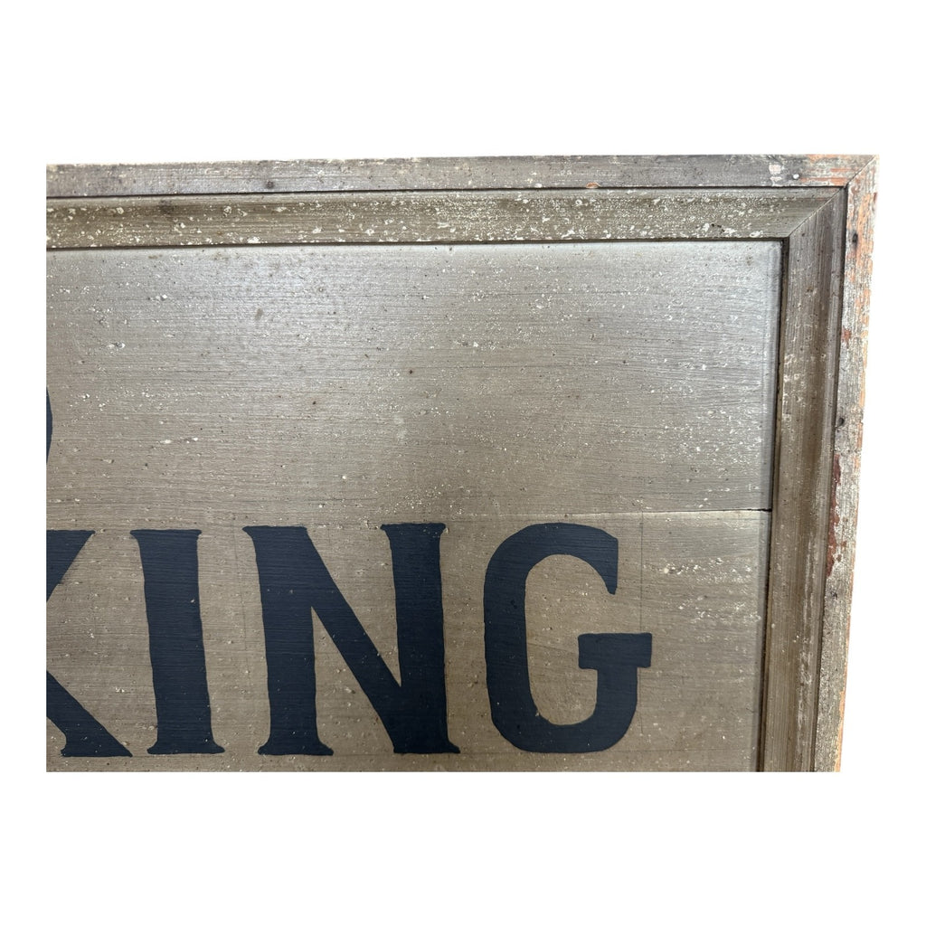 Antique Early 1900s Large Original Painted Wood "No Smoking" Advertising Sign