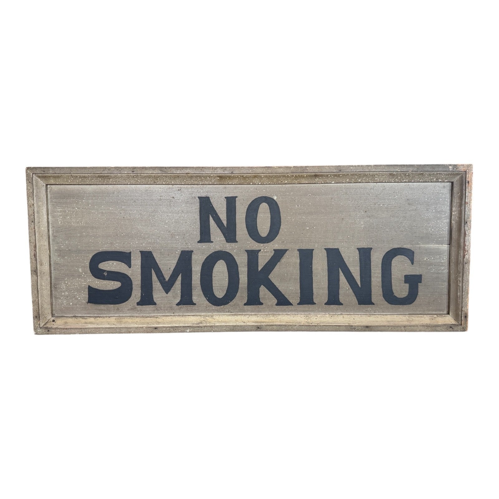 Antique Early 1900s Large Original Painted Wood "No Smoking" Advertising Sign
