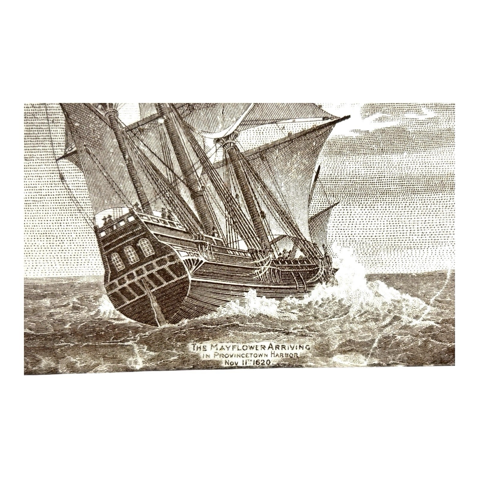 Antique Wedgwood 1910 Calendar Advertising Tile Mayflower Ship