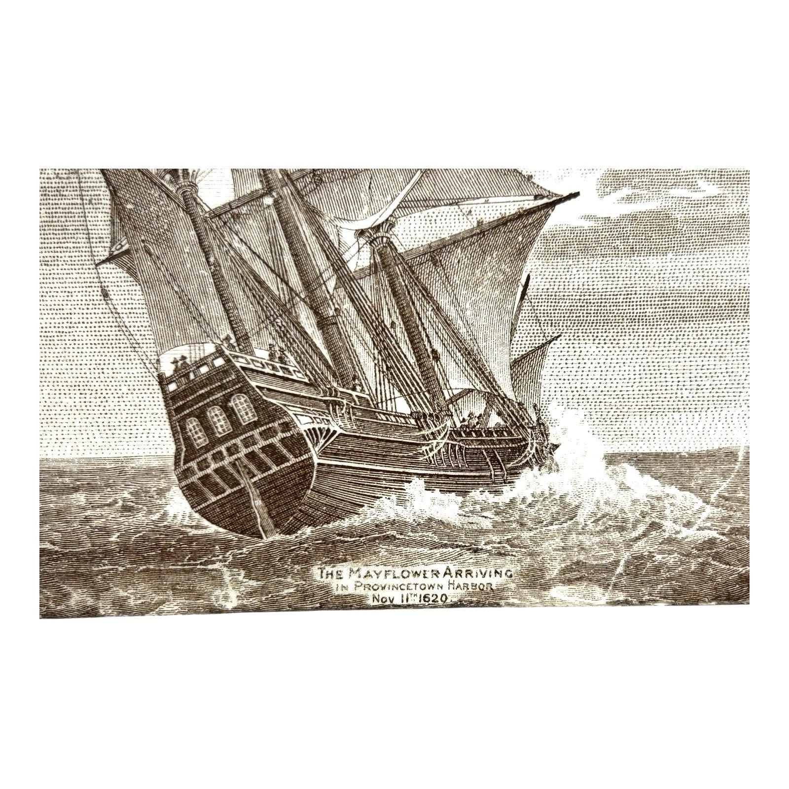 Antique Wedgwood 1910 Calendar Advertising Tile Mayflower Ship