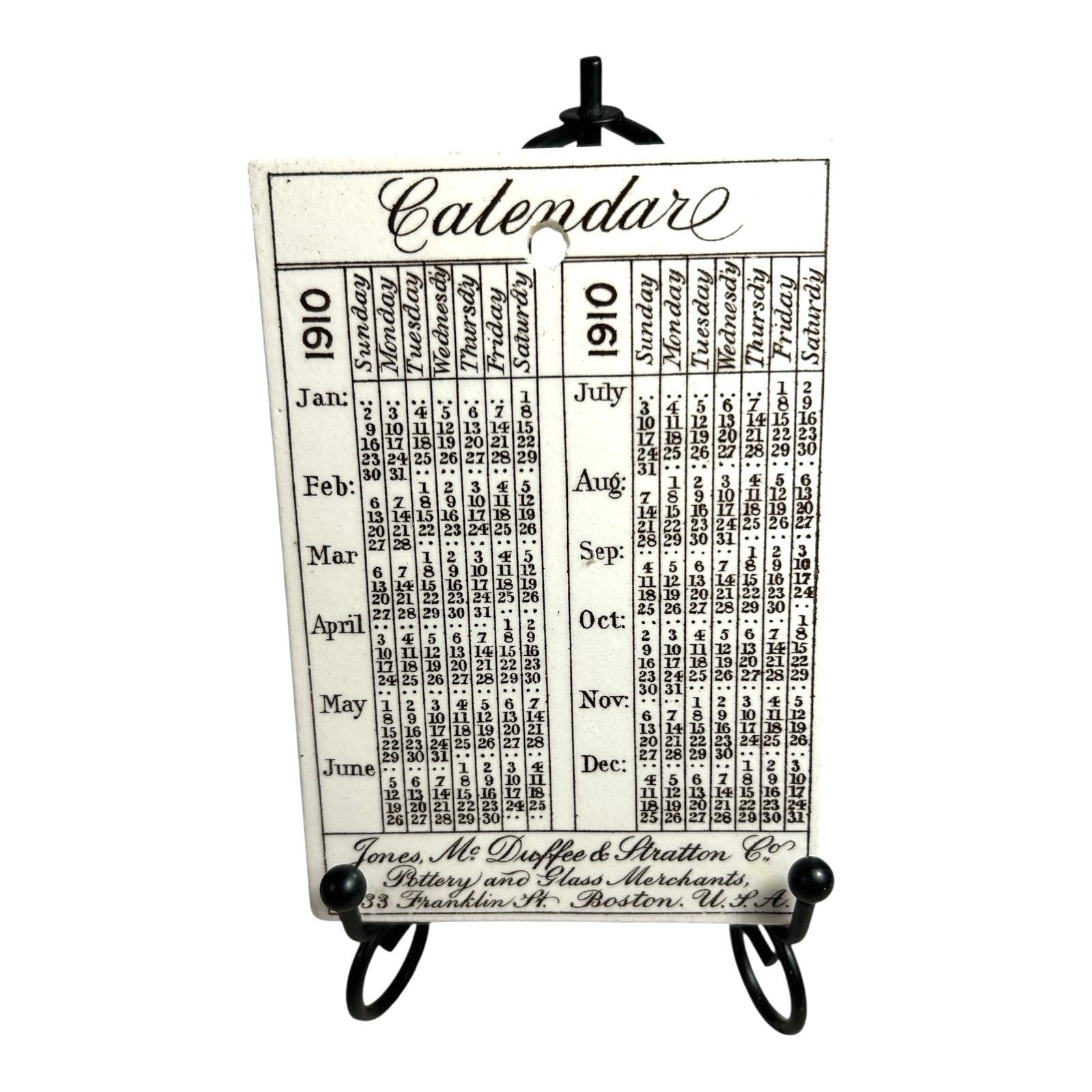 Antique Wedgwood 1910 Calendar Advertising Tile Mayflower Ship