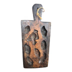 Antique Large Folk Art Hand-Carved Wooden Maple Sugar Mold - Bird & Leaf Designs